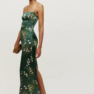 Reformation Green Floral Maxi Dress